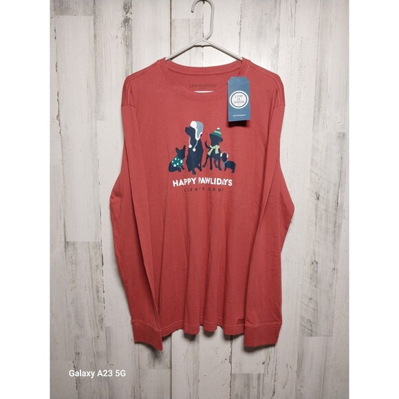 Life Is Good Men's Large Long Sleeve Crusher Tee Happy Pawlidays - Picture 1 of 7